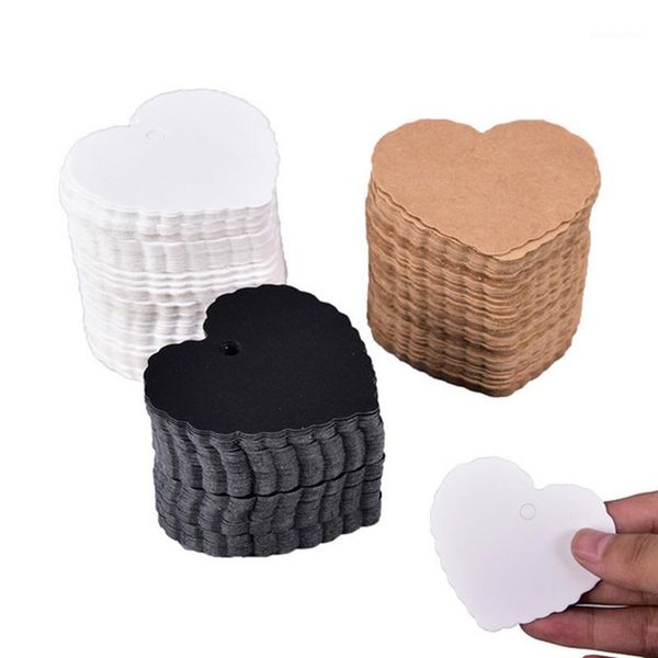 

greeting cards 100 pcs 3 colors luggage tags blank label heart card kraft paper wedding party valentine's day gift1