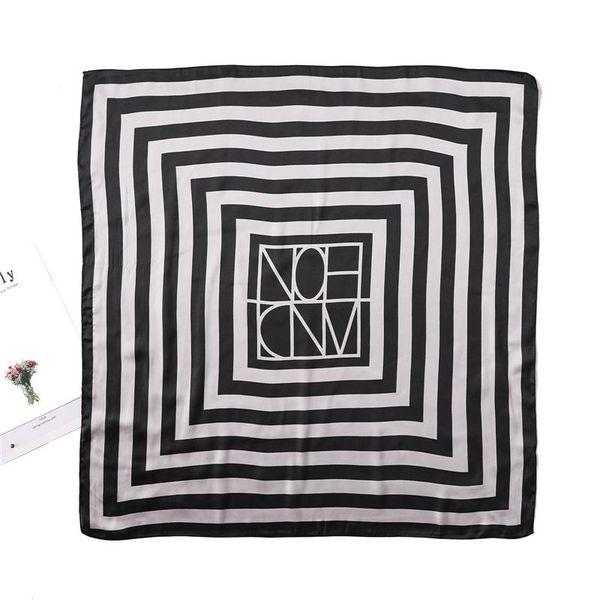 

2020 fashion square женщины шелковый шарф полосатой печати женский офис шейный foulard волос шарфы для дам шали лето jllpar, Blue;gray