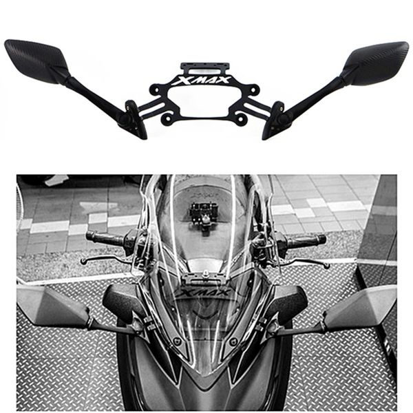 

43fgx-max xmax for yamaha 250 300 motorcycle cnc aluminum front stand holder mobile phone gps plate bracket mirrors modified