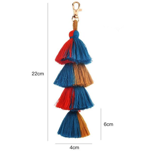 

1pcs bohemia cotton 4 layers mix tassel keychain diy garments bag craft accessories woman jewelry tassels fringe trim pendants h wmtlbi
