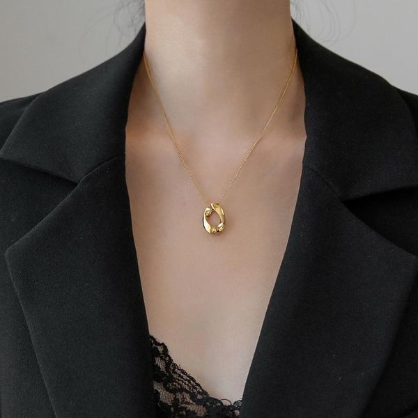

юн руо минималистский овальный ожерелье 18 k позолоченные мода титана из нержавеющей стали ювелирные изделия женщина аксессуары никогда не у, Silver