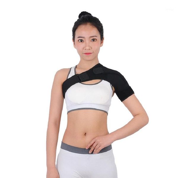

back support breathable adjustable shoulder brace women sport compression strap wrap belt for rotator cuff relief1, Black;blue