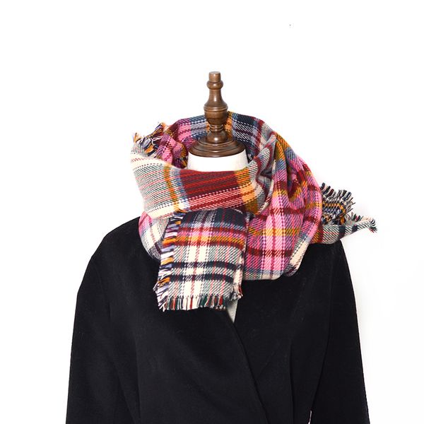 

2021 new colorful plaid scarves cashmere cape women's winter blanket scarf women warm shawl vh24, Blue;gray