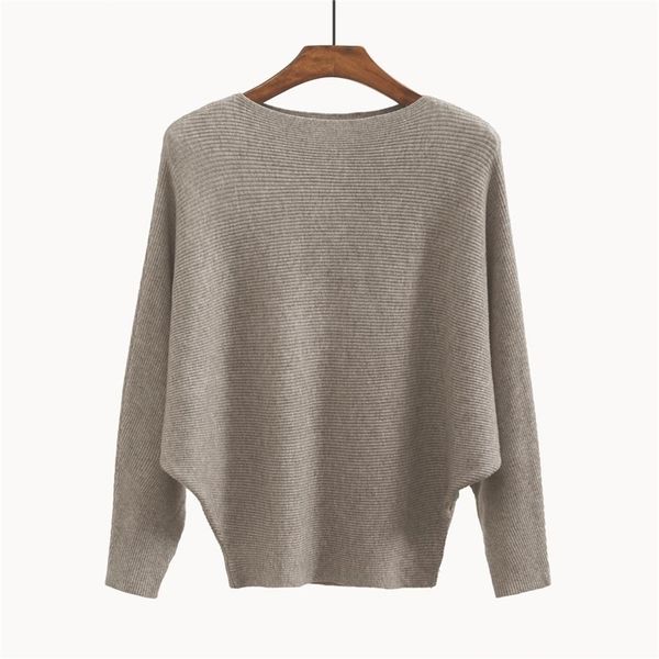

women's sweaters and pullovers coat batwing sleeves loose cashmere sweatershirt slash neck female wool knitted brand jumpers 201130, White;black