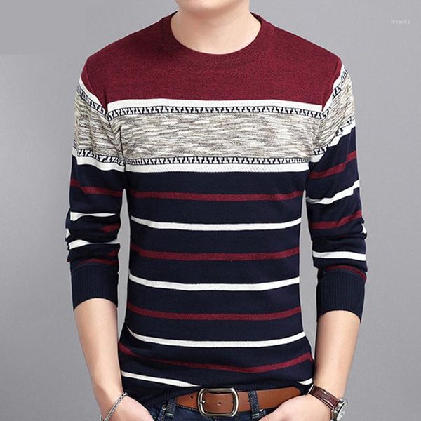 

covrlge new spring autumn casual men's sweater o-neck striped slim knittwear mens sweaters pullovers pullover men -3xl mzm0501, White;black