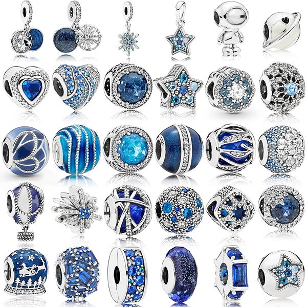 

blue qwomen's original high-end sterling 100% silver fashion diy 925 jewelry for temperament charm bracelet giftw