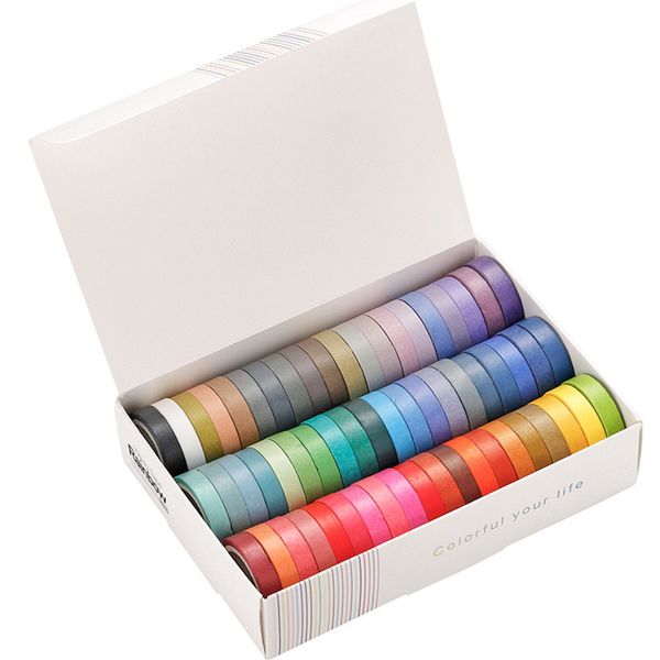 60 pcs / conjunto básico cor sólido washi fita fita arco-íris mascaramento fita adesiva decorativa adesivo adesivo scrapbook diary diary papelaria