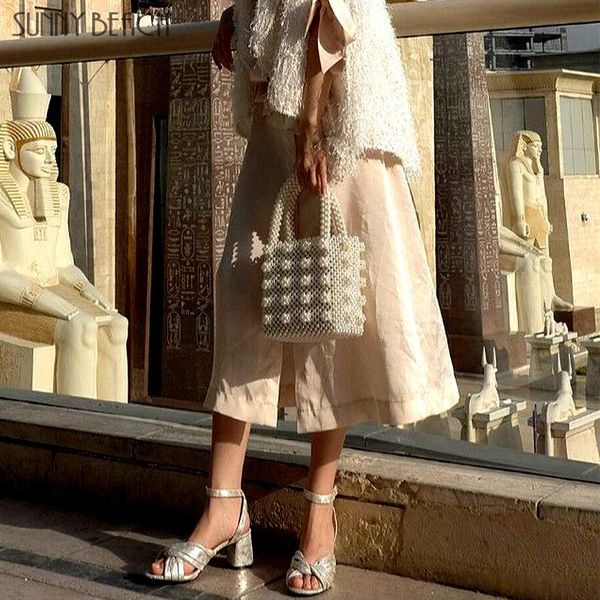 

new pearls bag beaded box totes bag women party elegant vintage handbag bucket white yellow blue wholesale drop shipping