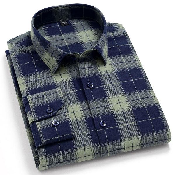 

100% cotton thick men's plaid long sleeve shirts spring autumn new stylish social regular fit soft casual shirt, White;black