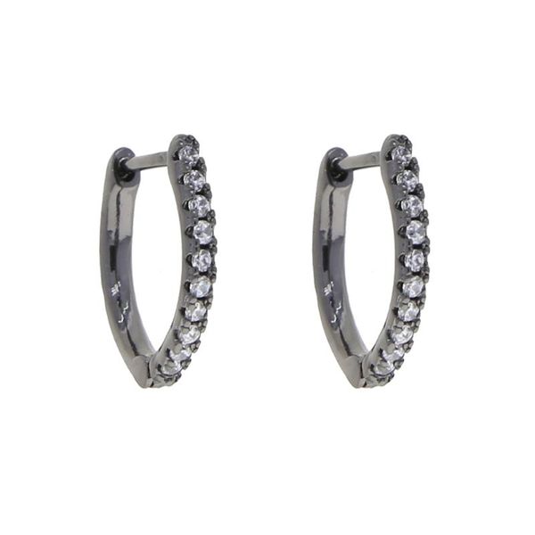 

hoop & huggie black gold color cz mini small earring, Golden;silver