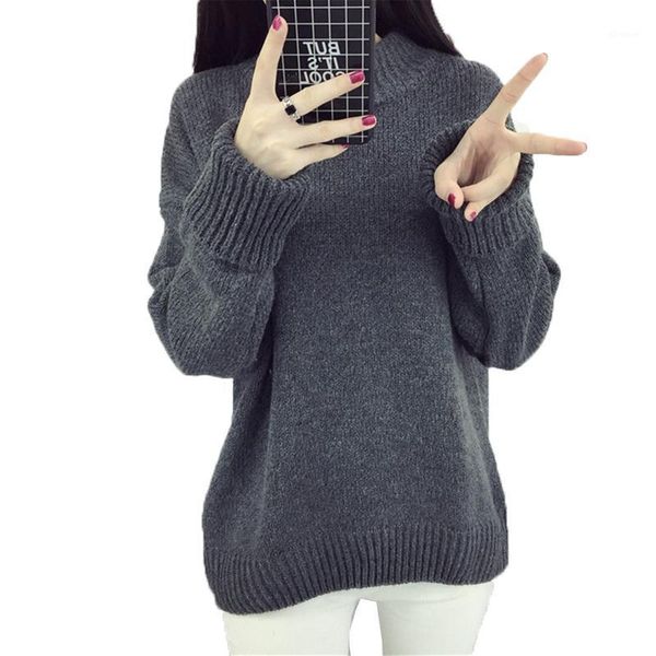 

women's half-high collar thick sweater fashion loose autumn and winter shirts trend casual slim sweater pure wool pullover b421, White;black