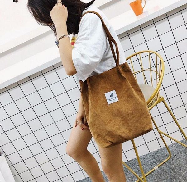

bags for women 2021 corduroy shoulder bag reusable shopping bags casual tote female handbag for a certain number of dropshipping