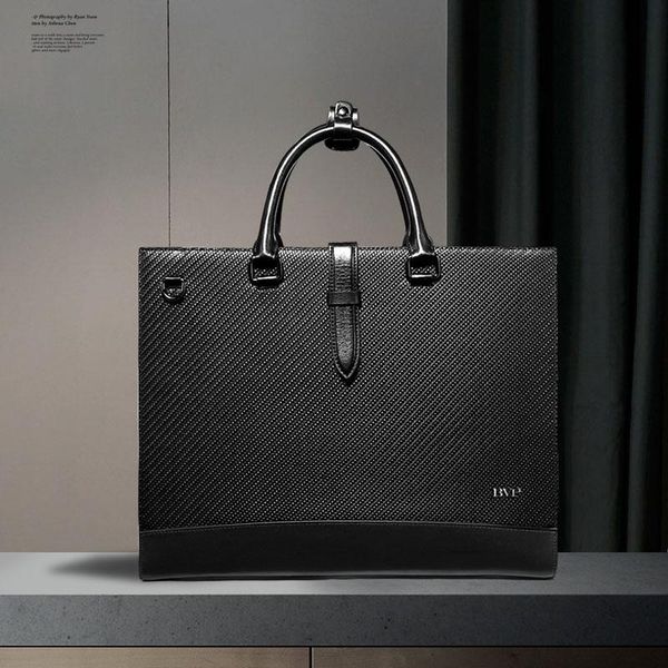 

briefcases bvp men business briefcase genuine leather 14 inch lapbag black real male shoulder j45