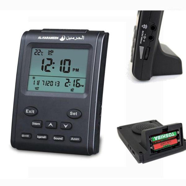 Ajustável com tela LCD para Oração Moderna Moderna Retro Azan Mesquita Digital Table Clock Lightweight Confiável Convenient1 Desk Relógios