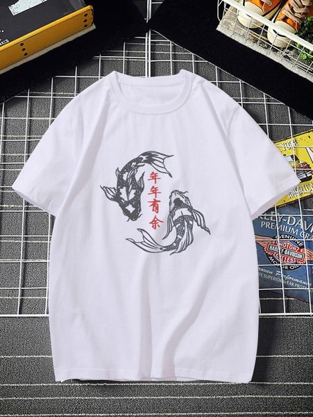 

men chinese letter graphic tee 86yx#, White;black
