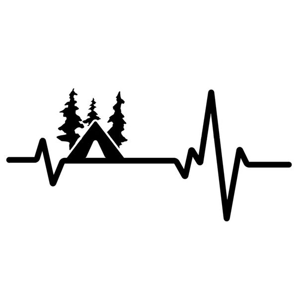 

16.6см * 7,7 см забавный лагерь орел скауты рыбалка сердцебиение виниловые черные / серебряные автомобильные наклейки c22-1194