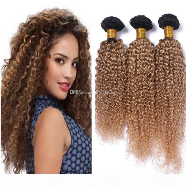 deep wave ombre связки человеческих волос 2 tone blonde hair extension 1b 27 ombre deep curly weave человеческих волос 3 связки, Black