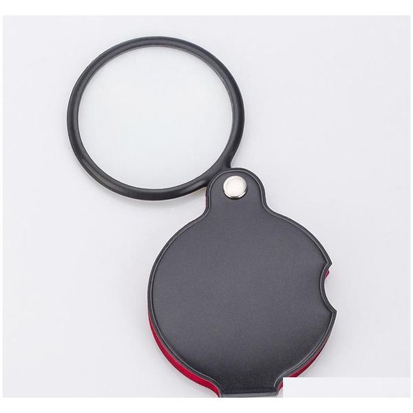 

portable mini black reading magnifying 50mm 60mm hand-hold magnifier lens foldable pocket optical lens tool with cor qylqqr bdebaby