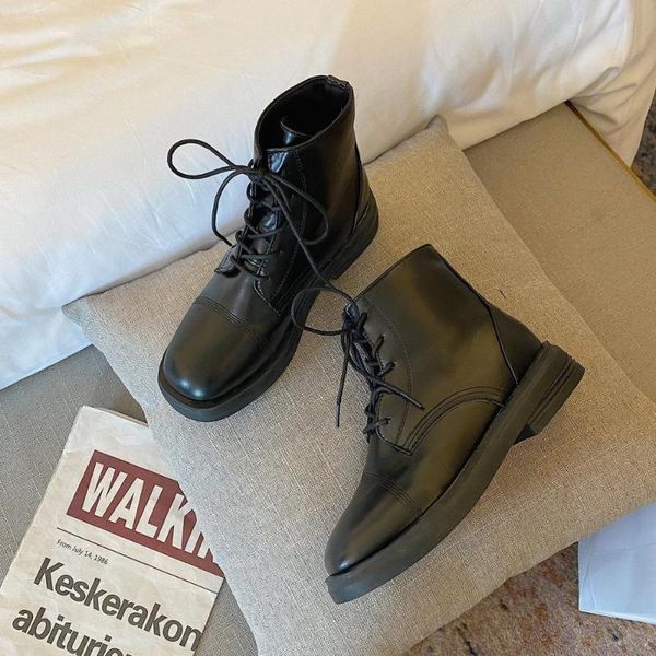 

women's casual soft flat boots fashion, Black