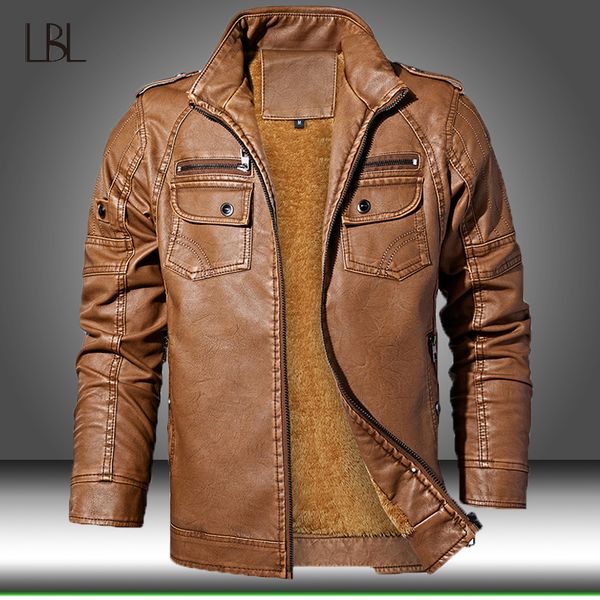 

men's pu jacket leather coat autumn slim fit faux leather motorcycle jackets men winter warm windbreaker outwear, Black