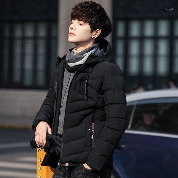

padded thick jackets parka winter jacket men quilted outerwear clothing warm coats anorak 2020 new cotton slim fit long sleeve1, Black