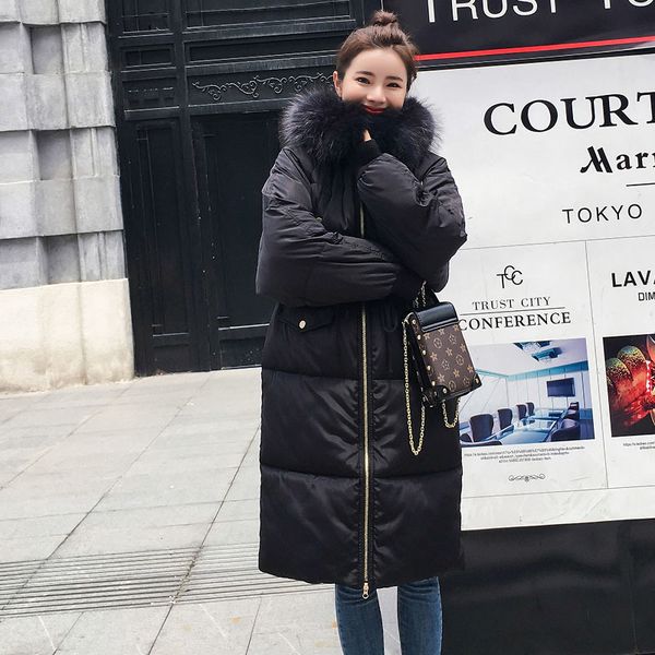 

2021 newjacket women hooded with fur collar female coat winter womens warm thicken long outwear o1sw, Black
