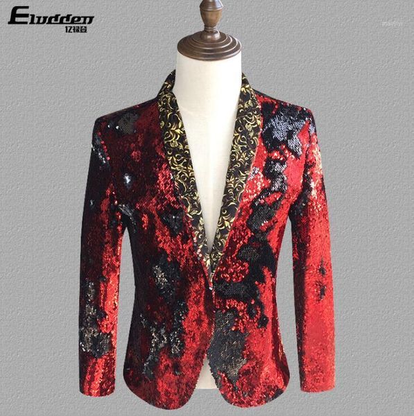 

personality color changing sequins clothes men suits designs homme terno stage singers jacket men blazer dance star style1, White;black