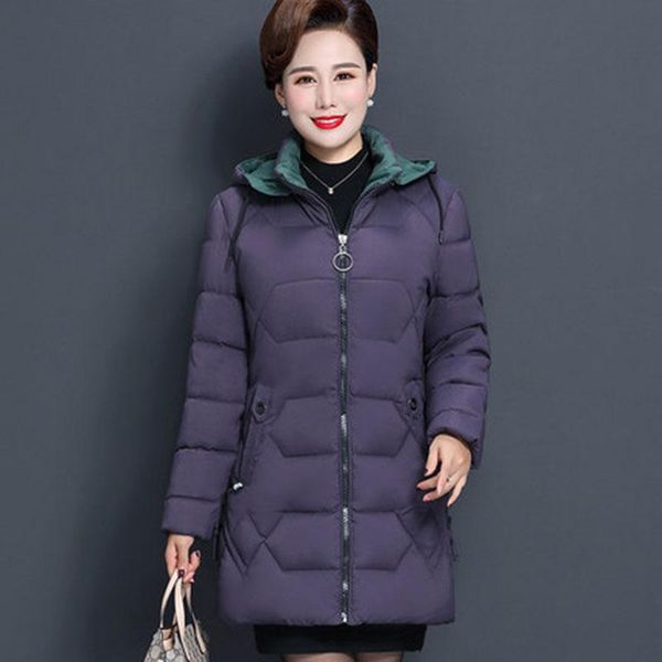 

winter jacket women winter jacket women temperament pure color parka middle-aged and elderly women's cotton female coat, Black