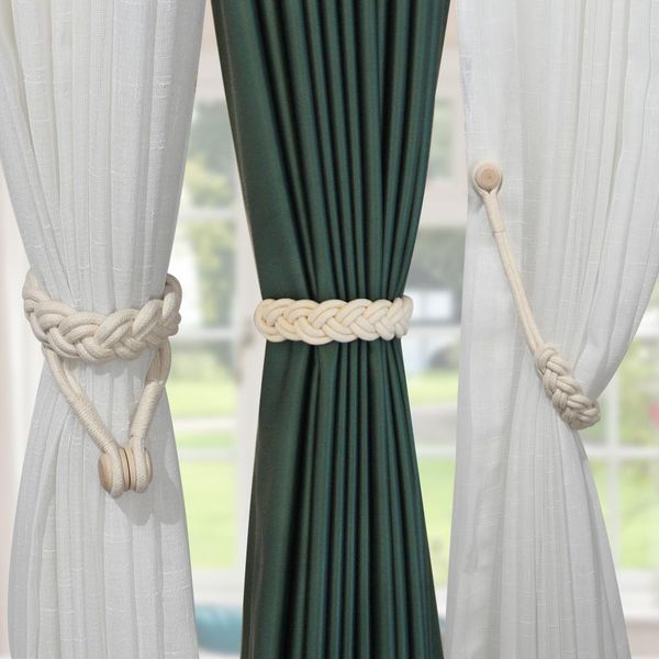 

1pc handwork woven cotton magnet curtain tieback buckle curtain holder drapery home decoration creative decorative room h jlliln