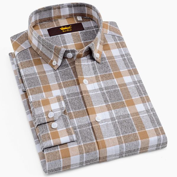 

men's 100% cotton brushed flannel plaid checkered shirts casual long sleeve standard-fit button down collared gingham shirt 201026, White;black