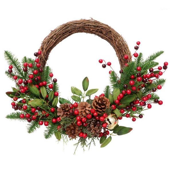 

1pc xmas garland pendant creative garland decor simulated wreath vivid crabapple wreath xmas door for window door wa1