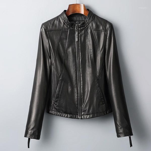 

real genuine leather jacket women clothes 2019 women's fur coat korean vintage spring autumn sheepskin coat outwear zt23471, Black