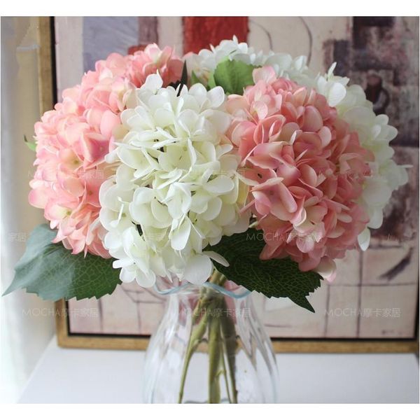 

47cm artificial hydrangea flower head fake silk single real touch hydrangeas 8 colors for wedding centerpieces home party decorative
