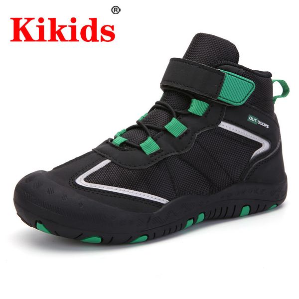 

kikids 2020 new sneakers kid walking non-slip waterproof outdoor walk climbing working boy kids boots breathe shoes, Black;red