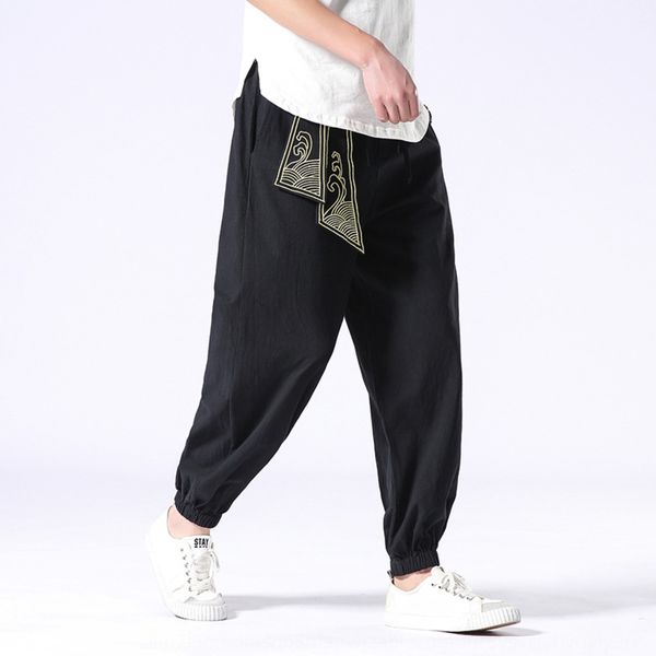 

moyi mo yi chao knicker pants casual pantscotton lantern leggings chinese national style plus size casual pants sk16 cw3h8, Blue