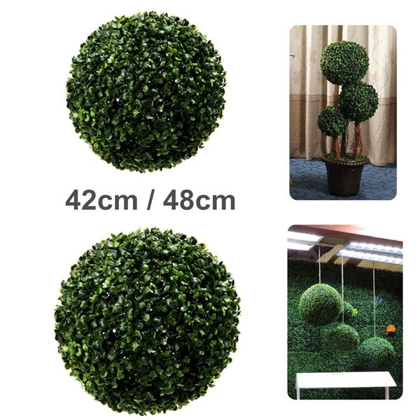 

42/48cm artificial green grass ball ary hanging garland home yard wedding decorations plant-ornament 1022