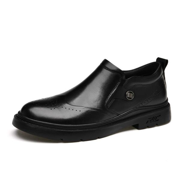 

genuine cowhide broch simple fashion business casual men's shoes 37-44 winter men non-slip comfortable 2020 winter shoes men *, Black