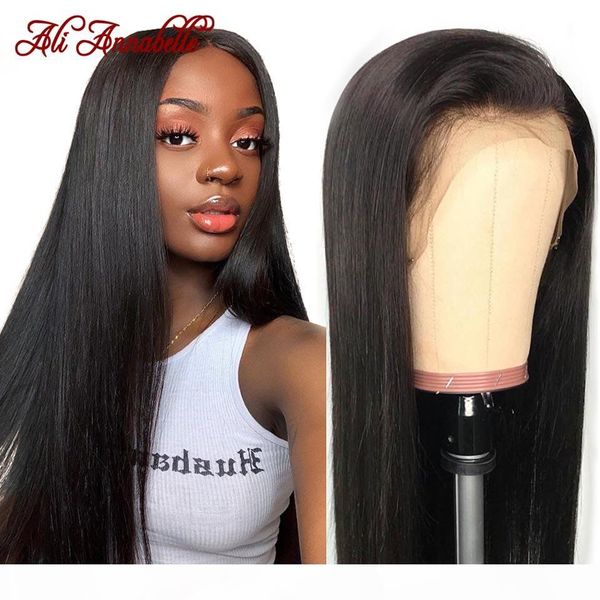 

ali annabelle brazilian straight lace front wig human hair wigs 13x4 13x6 lace front human hair wigs lace closure frontal wig, Black