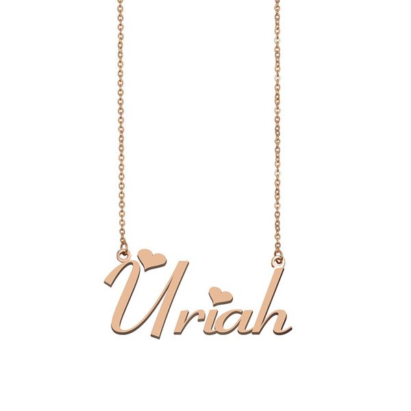 

uriah name necklace custom nameplate pendant for women girls birthday gift kids friends jewelry 18k gold plated stainless steel, Silver
