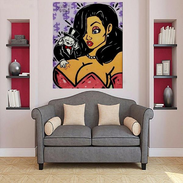 

alec with lady - alec monopoly home decoration handpainted &hd print oil painting on canvas wall art canvas pictures for wall decor 201008