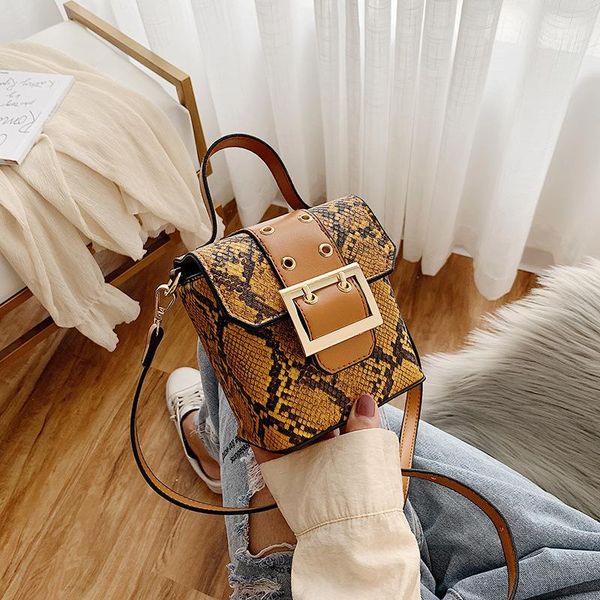 

pu leather fashion women snake print crossbody bag casual square pack shoulder messenger bags mobile phone pocket