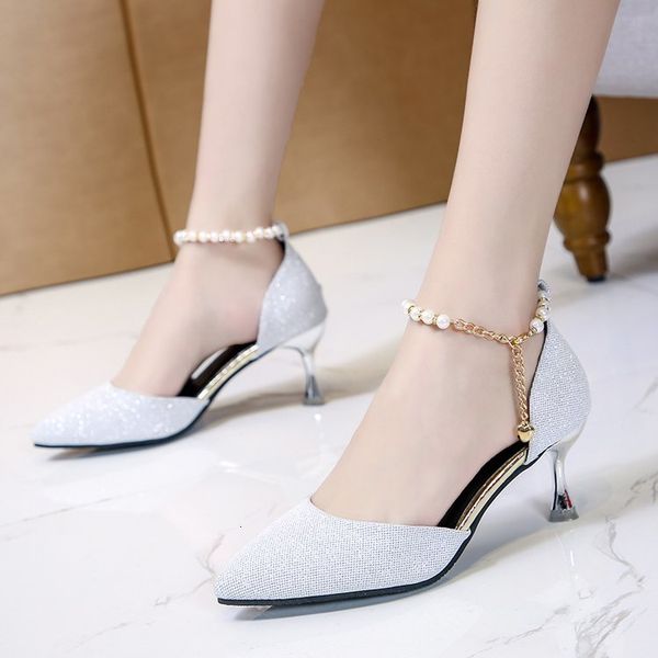 

2021 new summer beanstalk toe pearl high-heel hollow-iron sandals thin-breathable women's shoes bombs oo5t, Black