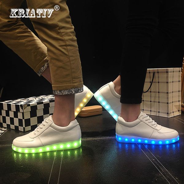 

kriativ usb glowing light slippers do with lights up led girl shoes tenis luminous sneakers infant, Black;red