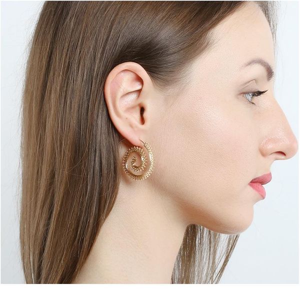 

new bohemian ethnic round swirl earrings earring for women gold color geometric earrings style statement jewe jllyjc, Black