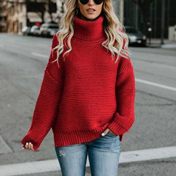 

woman's all-match turtleneck knit sweaters autumn winter thick line jumpers casual warm sweaters female street loose sweater, White;black