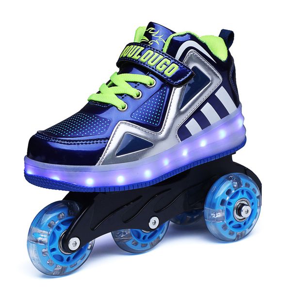 

new boys roller skates glowing with wheels kids led light up shoes for girls children sneakers, Black;red