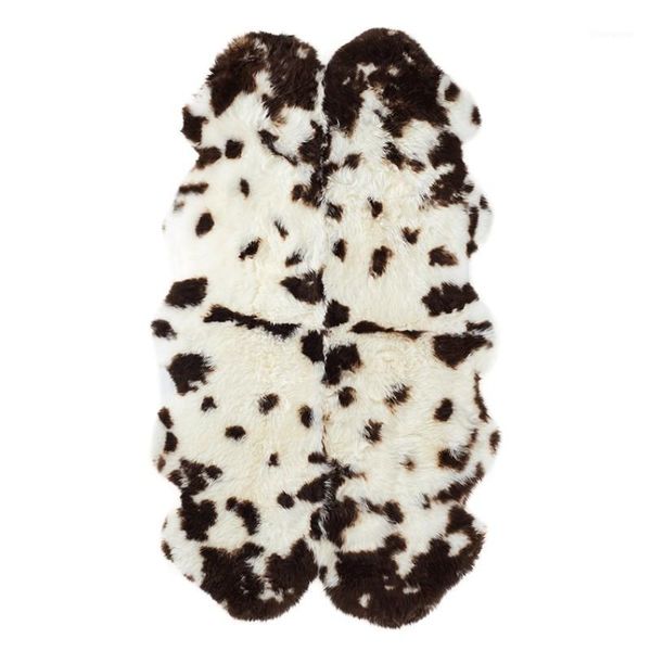 

quarto sheepskin pelt rug 4p 120*200cm in natural brown leopard printed pattern, decoration fur floor mat1