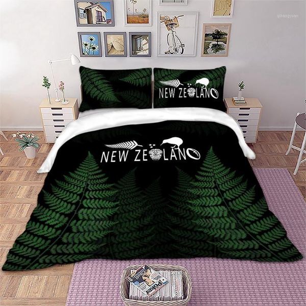

green leaf bedding set new zealand duvet cover  sizes home textiles 3pcs dropship1