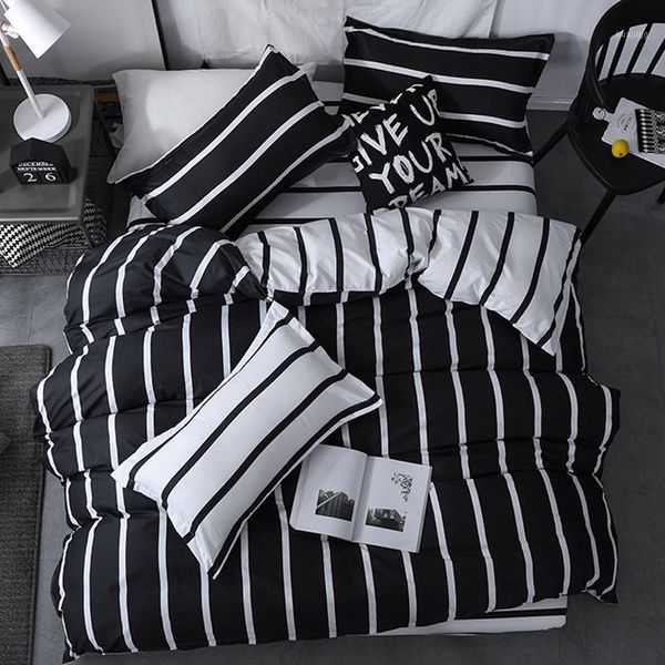 

55 color stripe bed cover sets twin/full//king/super king size quilt cover bed sheet pillowcase bedding set1