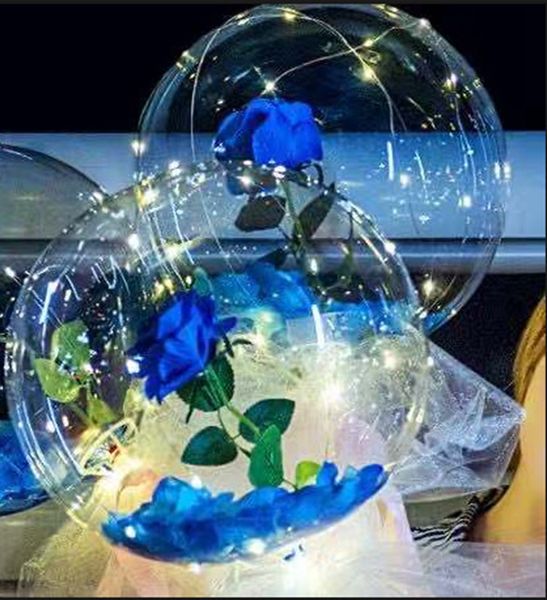 

led bobo balloon luminous rose bouquet light transparent bubble rose ball valentines day gift birthday party wedding decor by sea gga3845